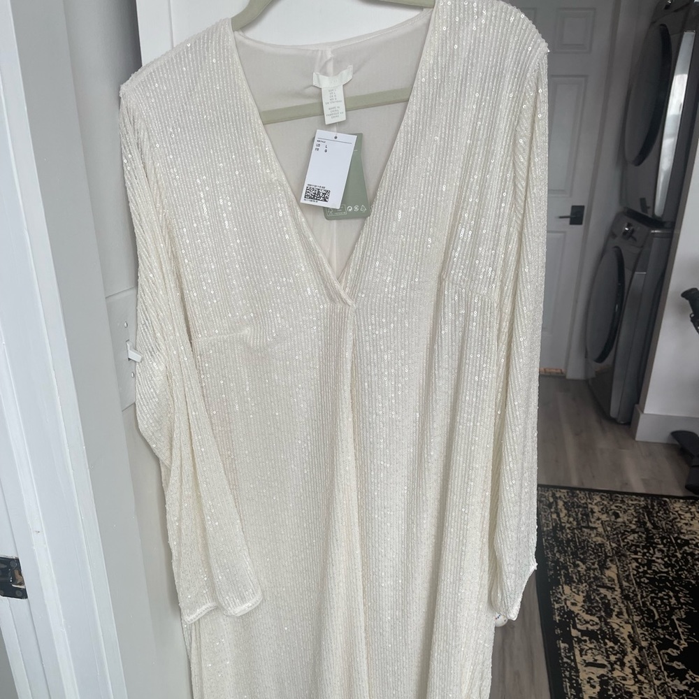 H&M cream sequin dress